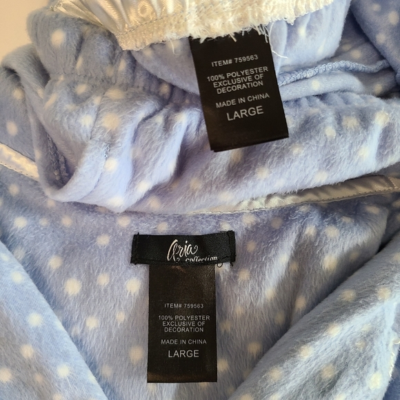 Aria Light Blue & White Long Sleeve Cozy & Warm 2 Piece Winter Pajama Set - Picture 3 of 3